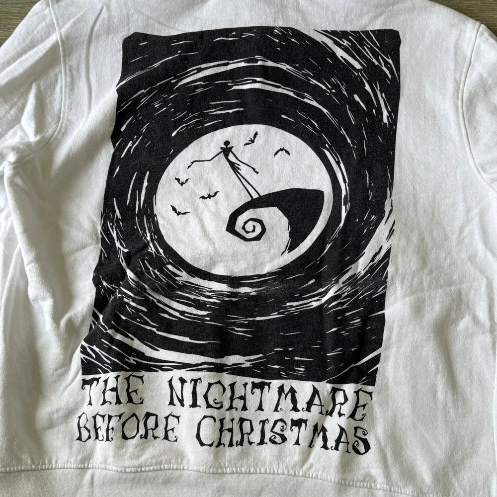 Disney‎ Nightmare Before Christmas White Pullover Hoodie Womens Large